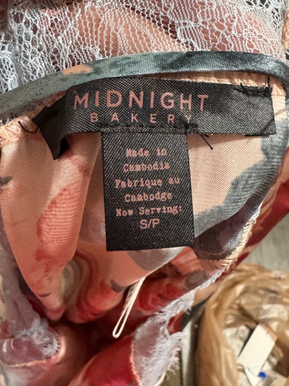 Midnight Bakery Floral Slip Cami With Lace Detail Woman’s Size Small - Picture 3 of 4